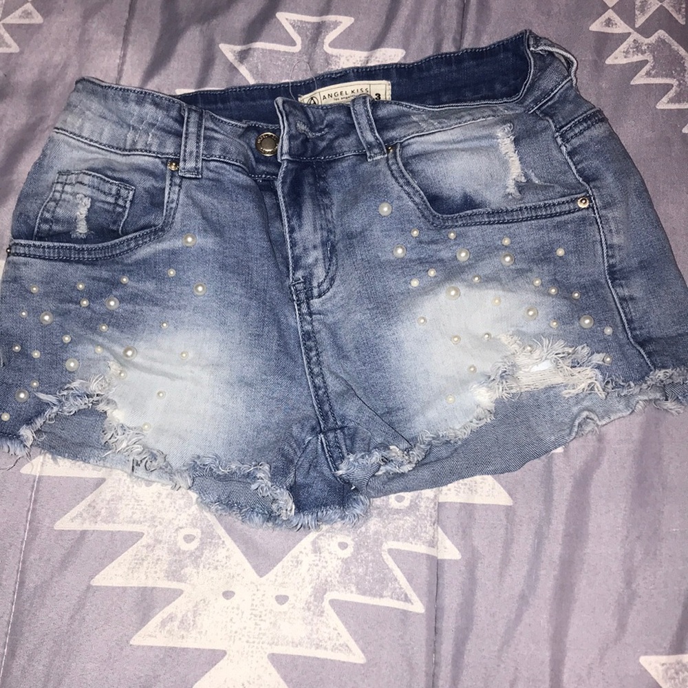 Shorts blue jeans with beads!